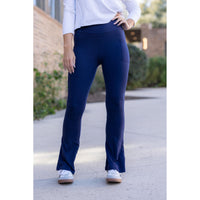 “Julia Rose Navy Flare Lounge Pants with pockets and soft stretch fabric