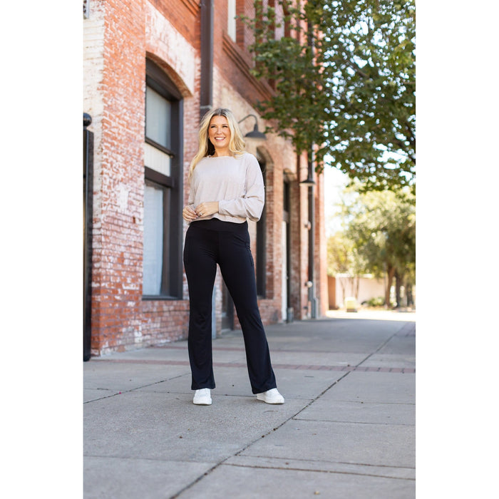 Ready to Ship | The Vanessa - Black Bootcut Leggings Round 1