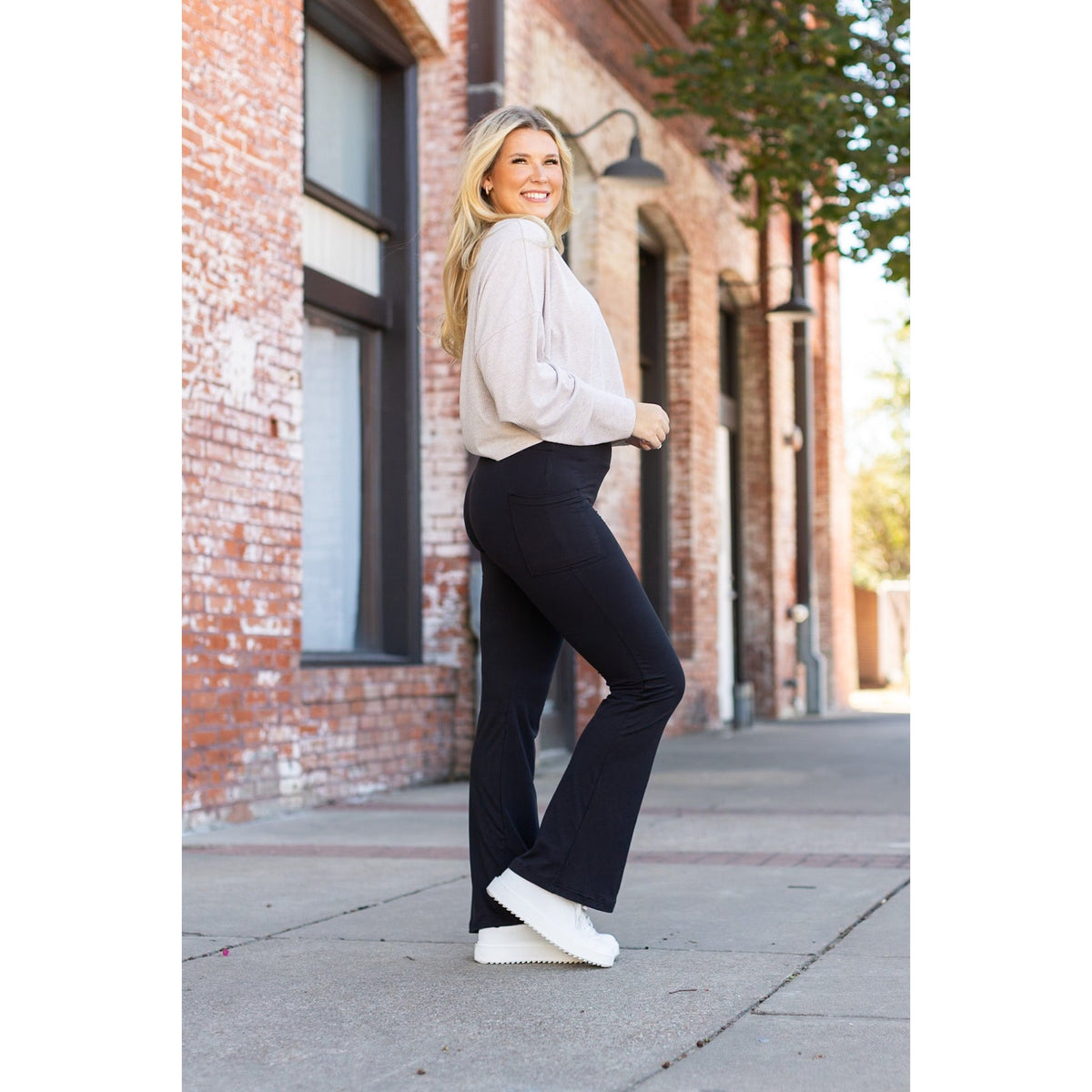 Ready to Ship | The Vanessa - Black Bootcut Leggings Round 1