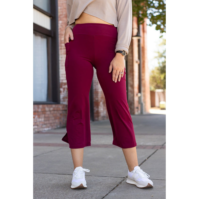 *Ready to Ship | The Courtney - Maroon High Waisted Gaucho Pants - ROUND 2