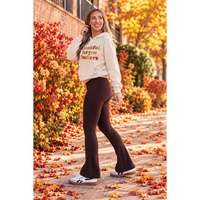 Ready to Ship | The Brandy - Brown Flare Leggings WITH POCKETS