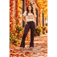 Ready to Ship | The Brandy - Brown Flare Leggings WITH POCKETS