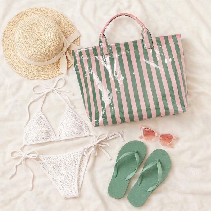 striped beach tote summer pool bag