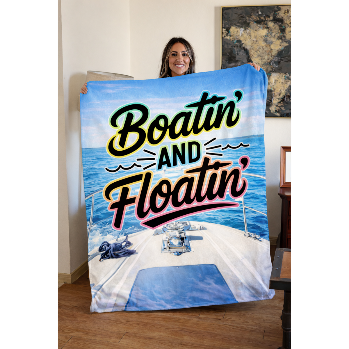 Ready to Ship | “Boatin’ & Floatin’” Blanket 🚤☀️ - Ocean