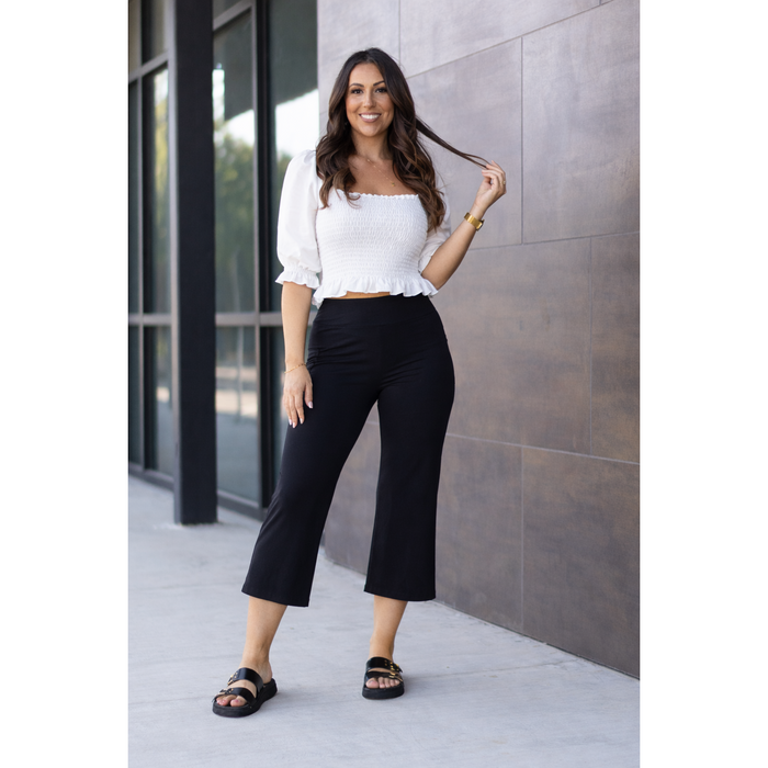 Ready to Ship  | The Anna - Cropped Black Wide Legs