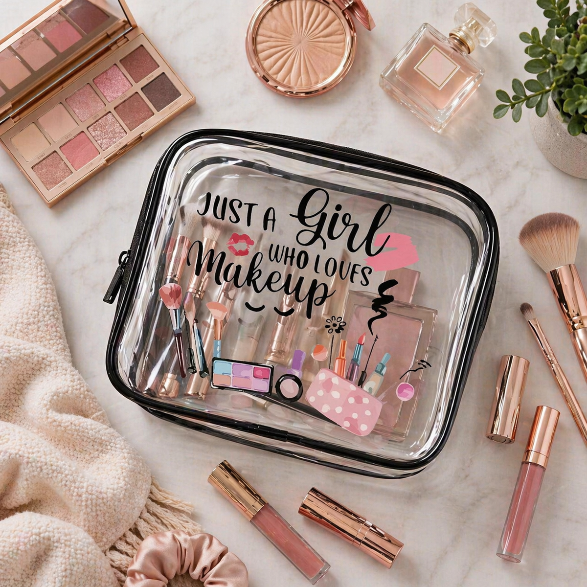 Ready to Ship | Just A Girl Who Loves Makeup - Travel Pouch