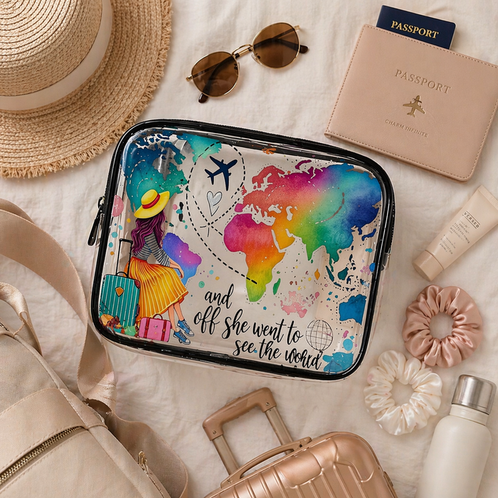 Ready to Ship | And Off She Went - Travel Pouch