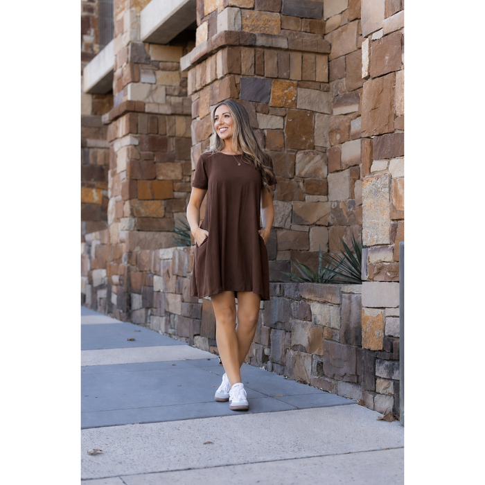 Ready to Ship | Brown  Swing Dress