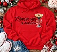 Merrier with a Martini holiday graphic apparel mockup.