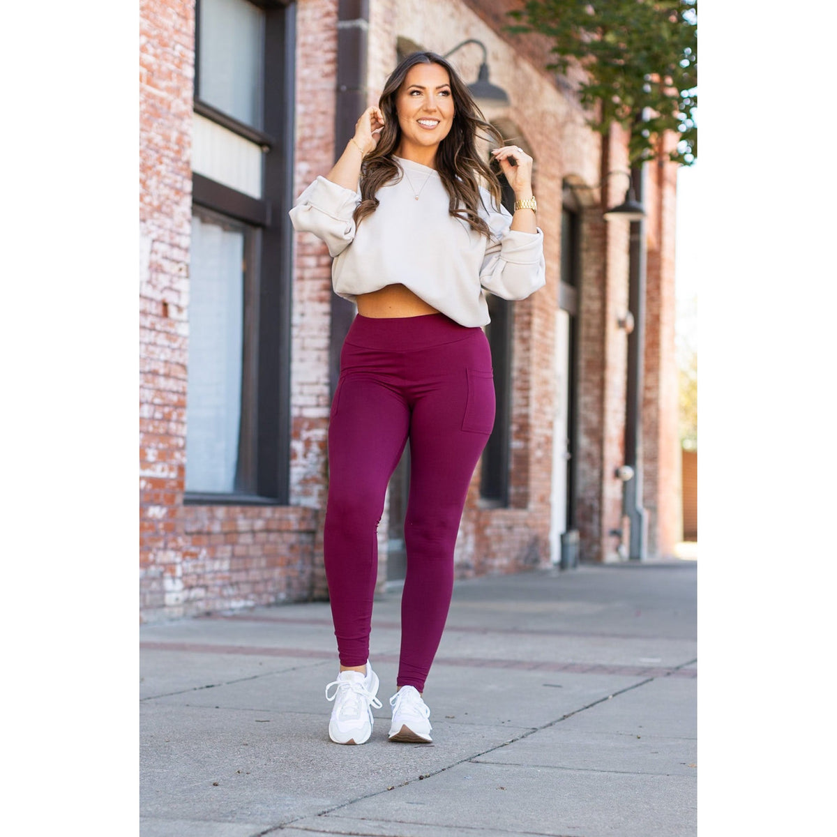 *Ready to Ship | Maroon Full Length Leggings with Pocket  - Luxe Leggings by Julia Rose® (Copy)