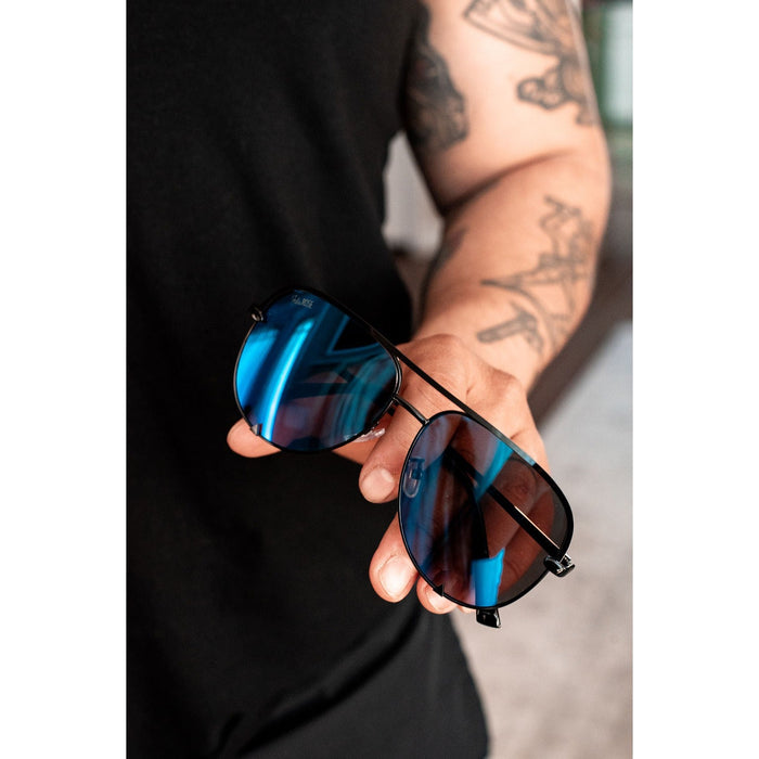 Ready to Ship | The Alex Black/Blue - High Quality Unisex Aviator Sunglasses*