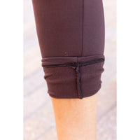 Ready to Ship| The Belle - Brown FLEECE Full Length Leggings with Pockets 2 Pack