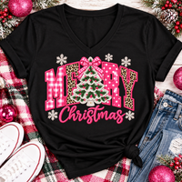Pink Merry Christmas Graphic Apparel