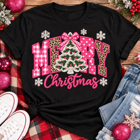 Pink Merry Christmas Graphic Apparel