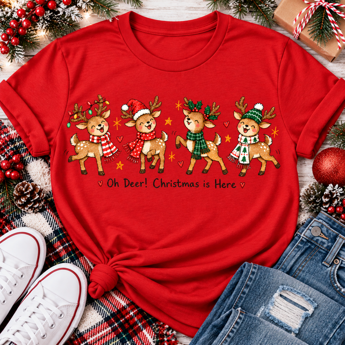 Oh Deer Christmas is Here Graphic Apparel