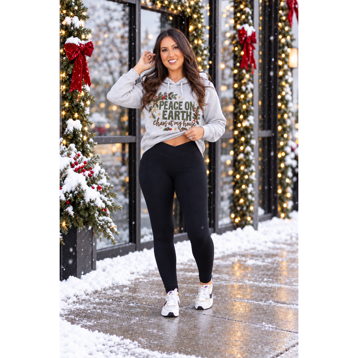 Ready to Ship |  The Stephanie - Crossover BLACK Pocket Full Length Leggings - 2 PACK