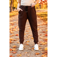 Ready to Ship | The Brinley - Brown Fleece Joggers