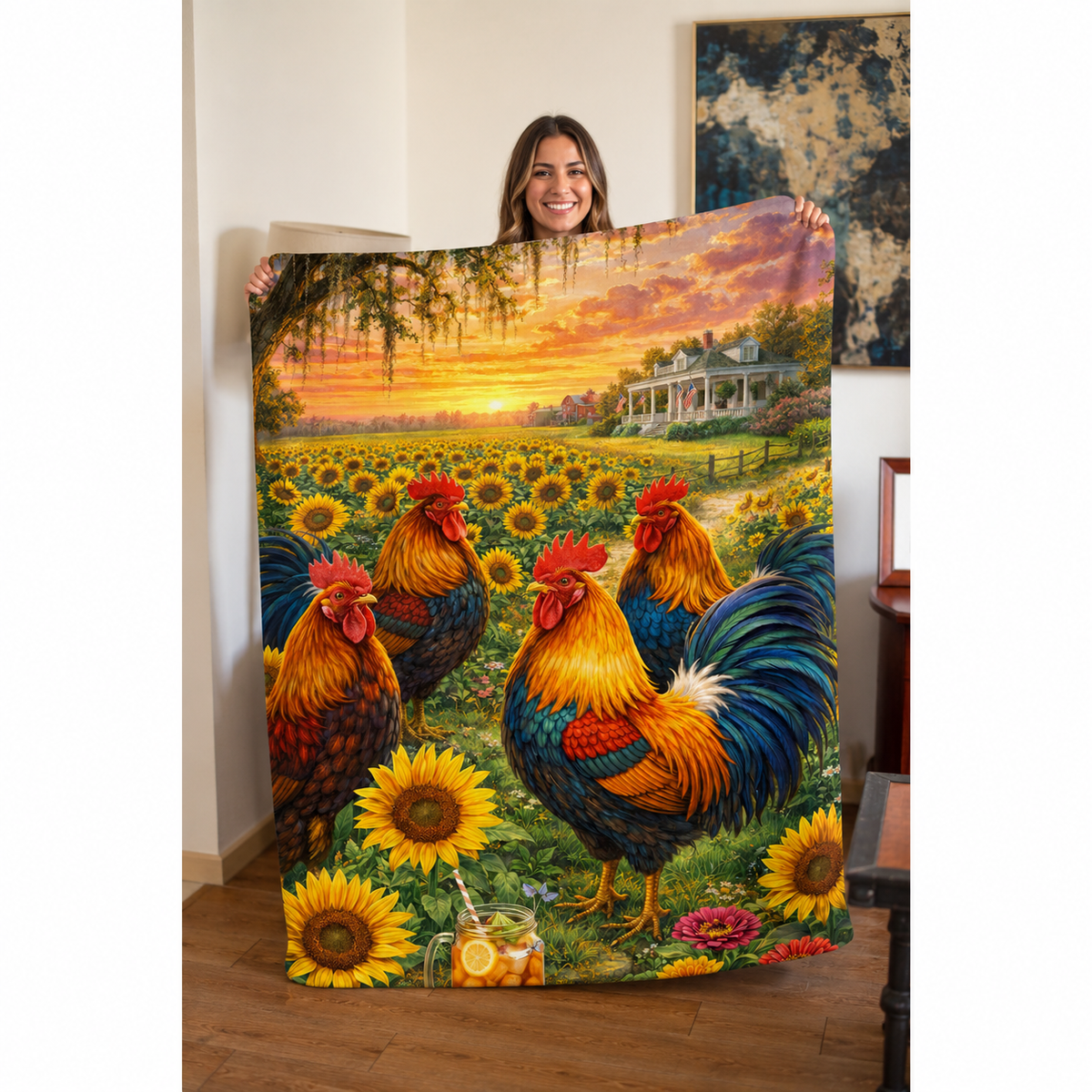 Ready to Ship | Rooster Blanket 🐓🌻