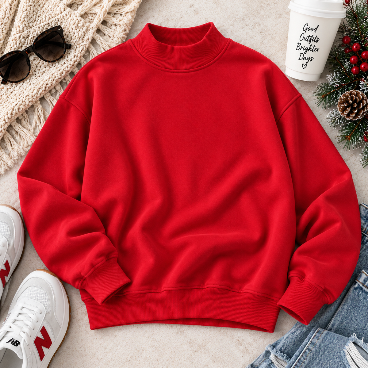 PreOrder - Mock Neck Fleece Oversized Sweatshirt