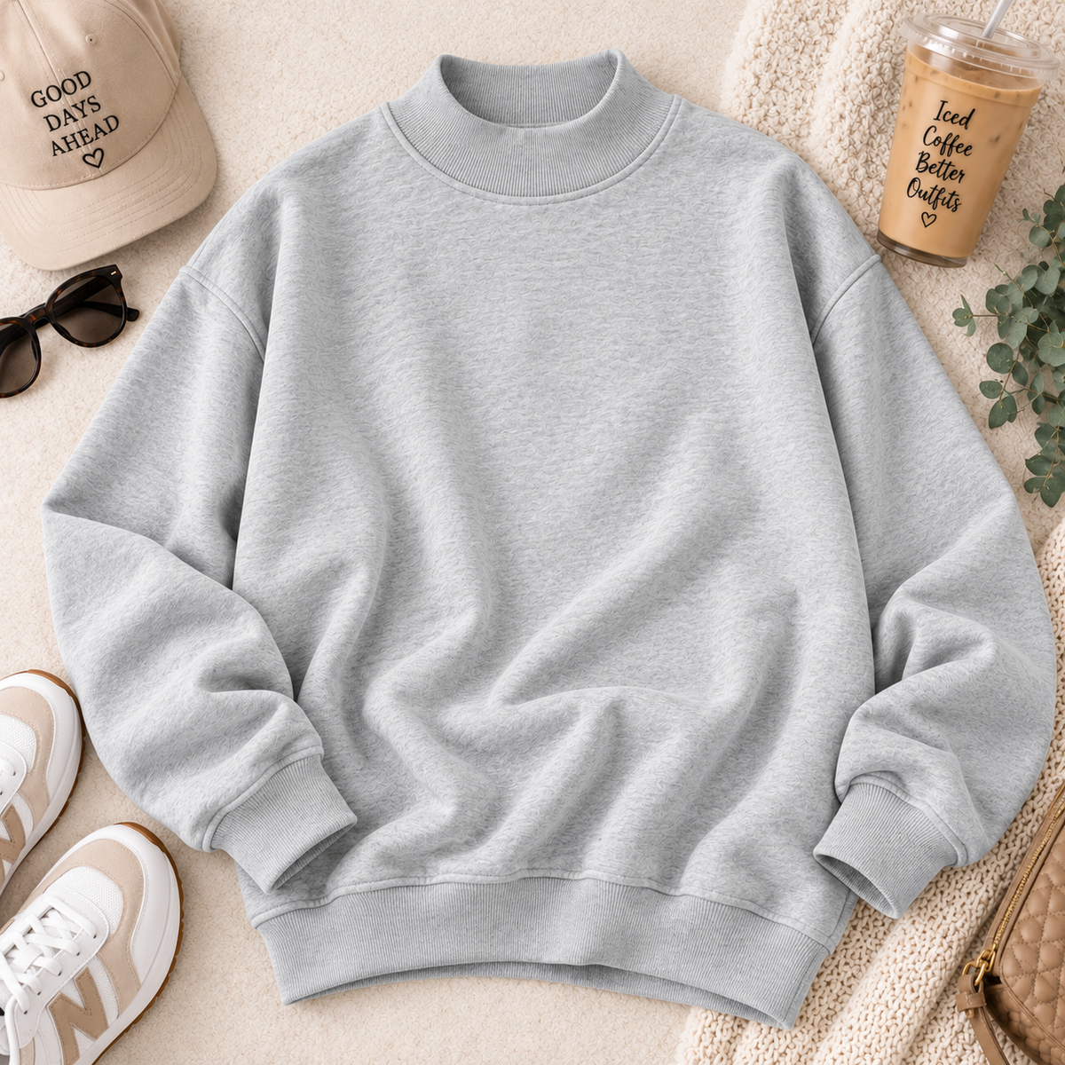 PreOrder - Mock Neck Fleece Oversized Sweatshirt