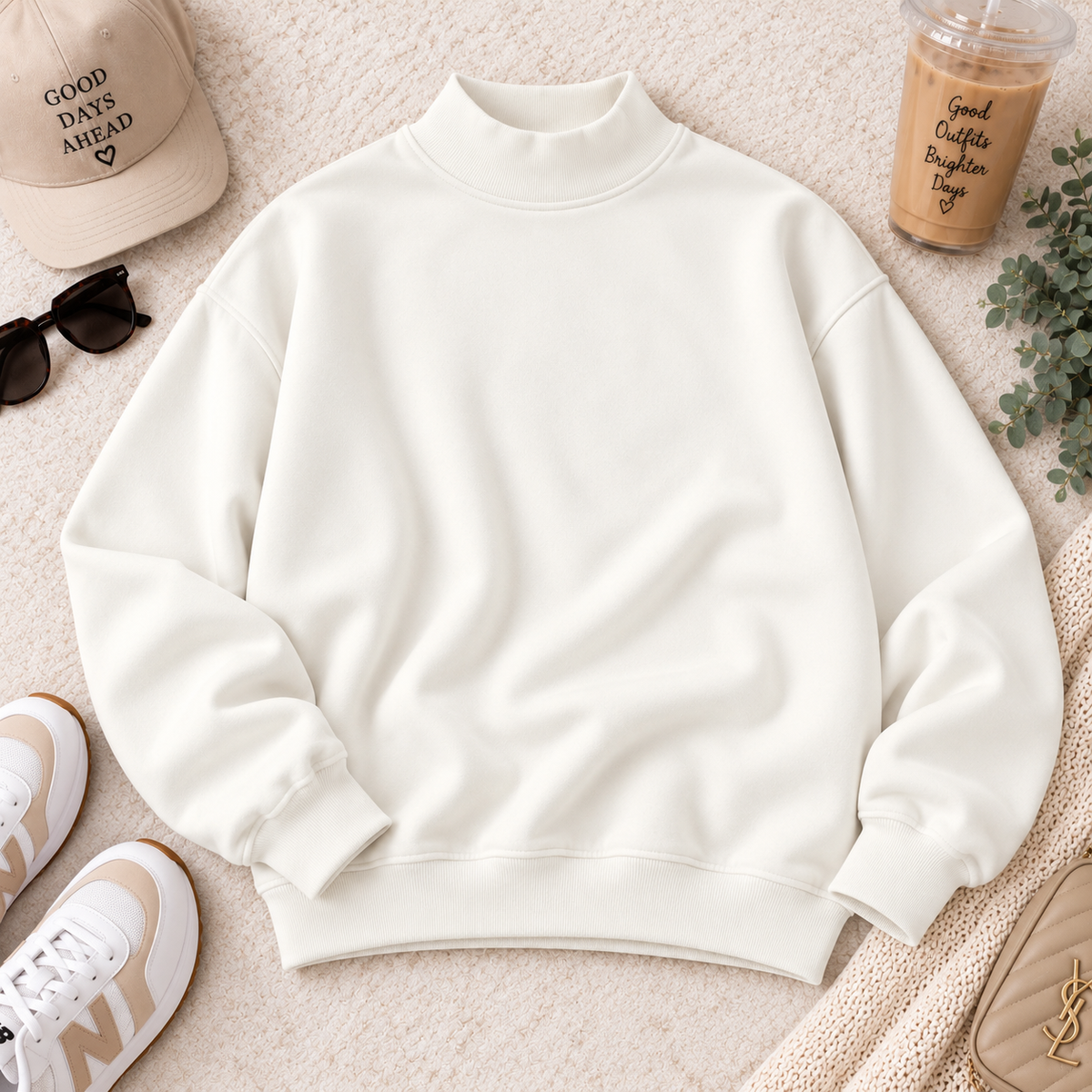 PreOrder - Mock Neck Fleece Oversized Sweatshirt