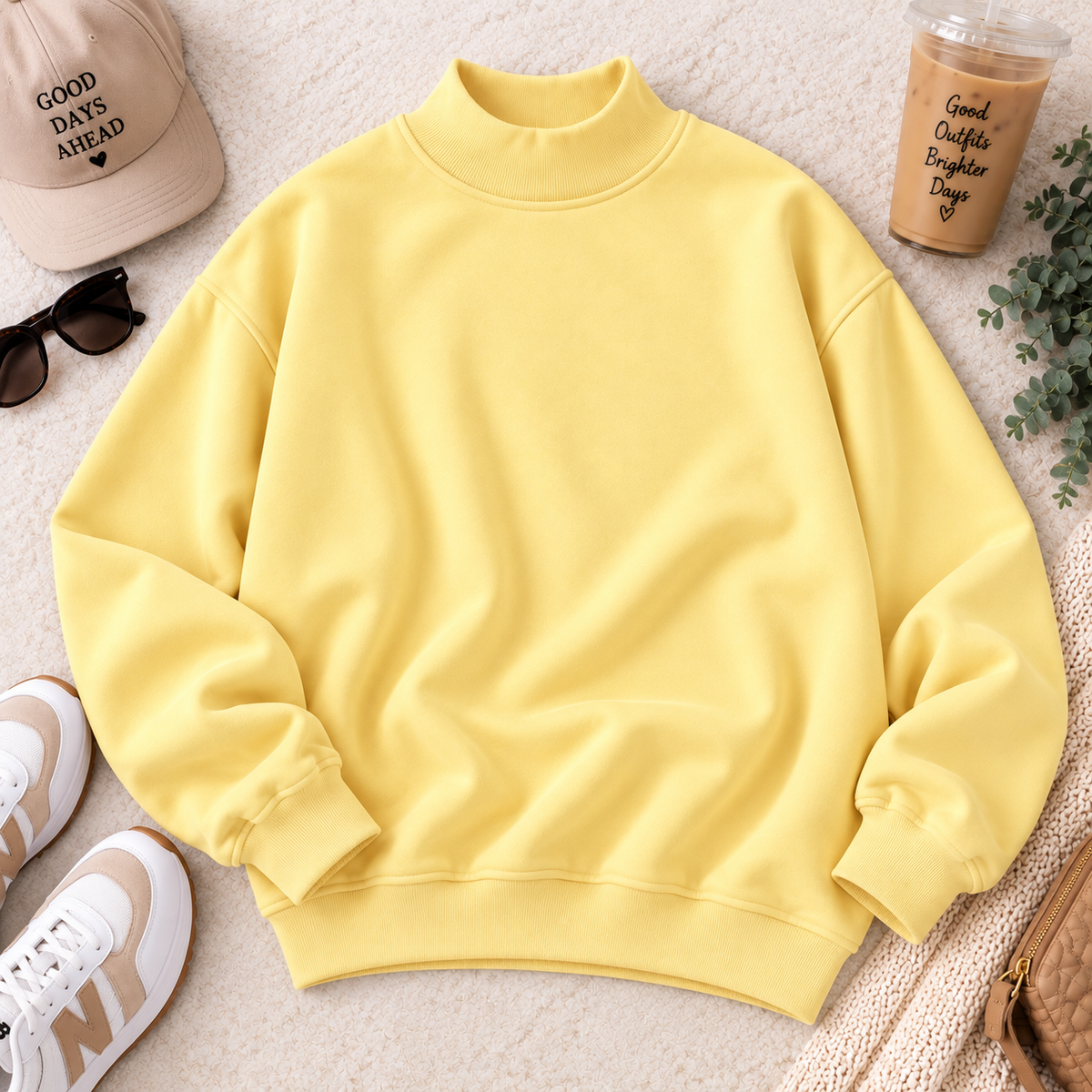 PreOrder - Mock Neck Fleece Oversized Sweatshirt