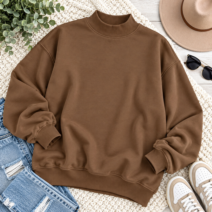 PreOrder - Mock Neck Fleece Oversized Sweatshirt
