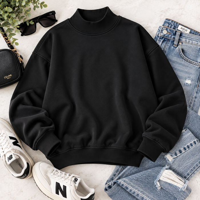 PreOrder - Mock Neck Fleece Oversized Sweatshirt