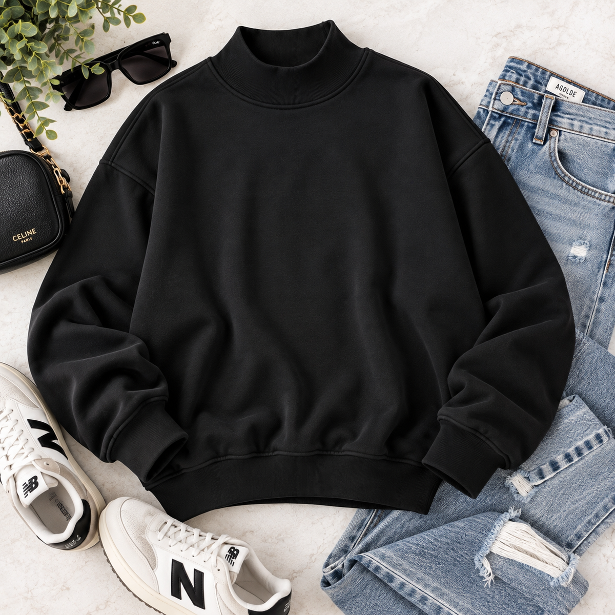 PreOrder - Mock Neck Fleece Oversized Sweatshirt