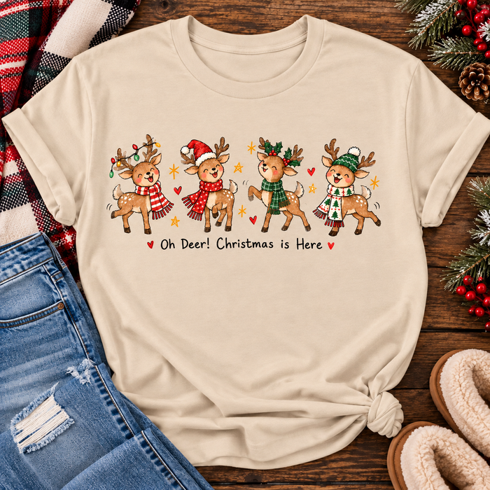 Oh Deer Christmas is Here Graphic Apparel