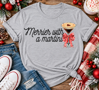 Merrier with a Martini holiday graphic apparel mockup.