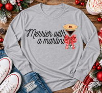 Merrier with a Martini holiday graphic apparel mockup.
