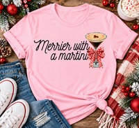 Merrier with a Martini holiday graphic apparel mockup.