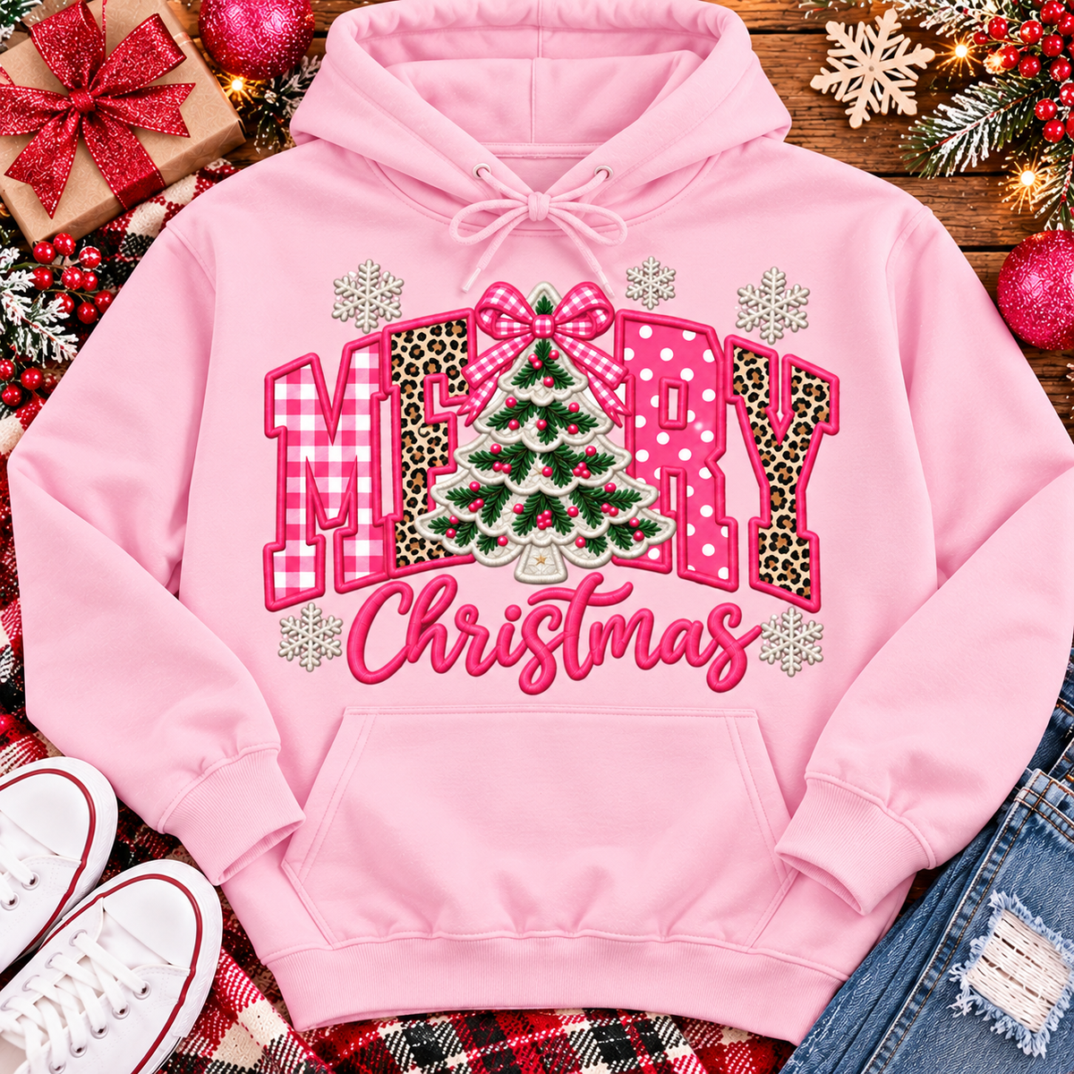 Pink Merry Christmas Graphic Apparel