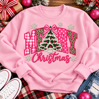 Pink Merry Christmas Graphic Apparel