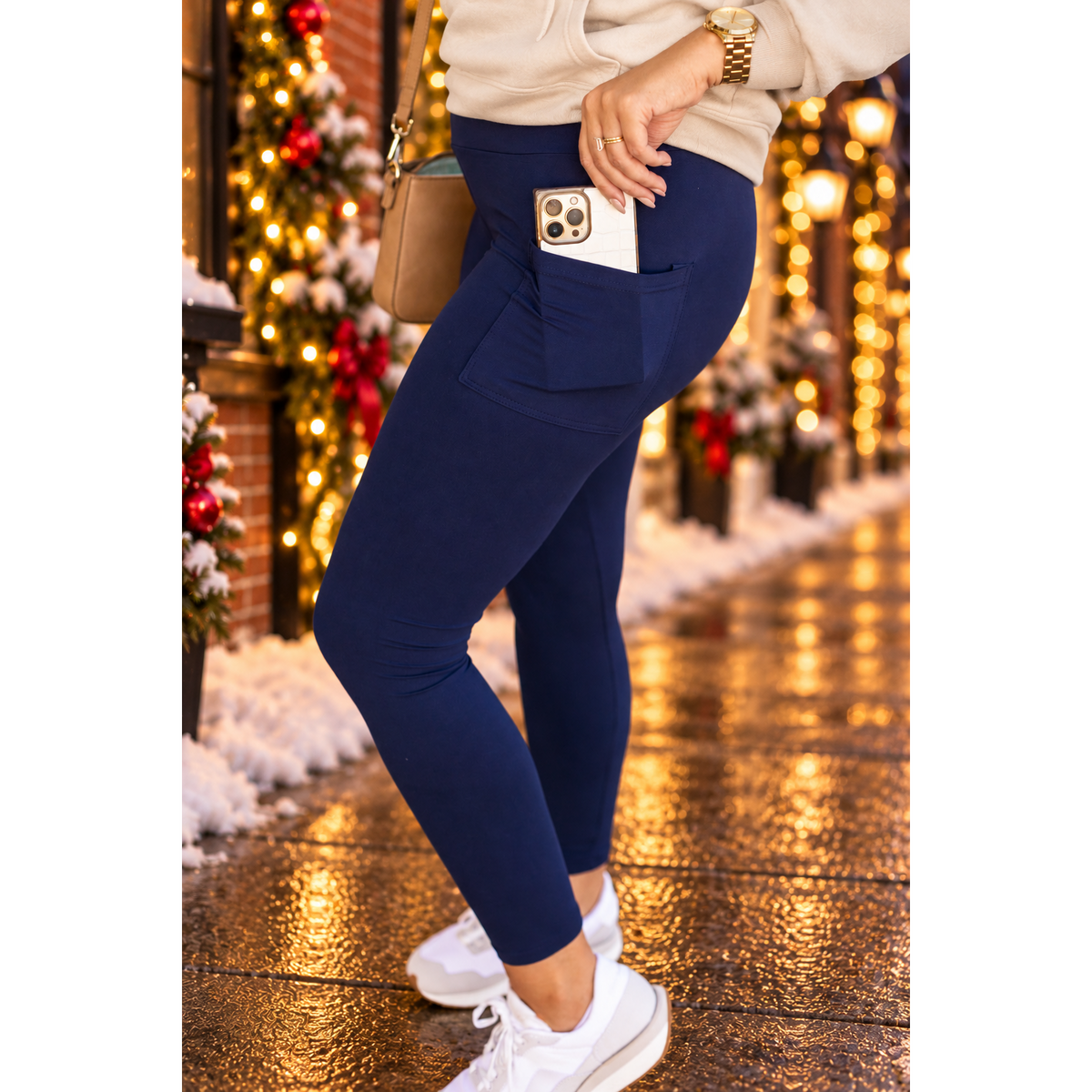Ready to Ship | The Nyla - Navy Full-Length with Pocket Leggings - 2 PACK