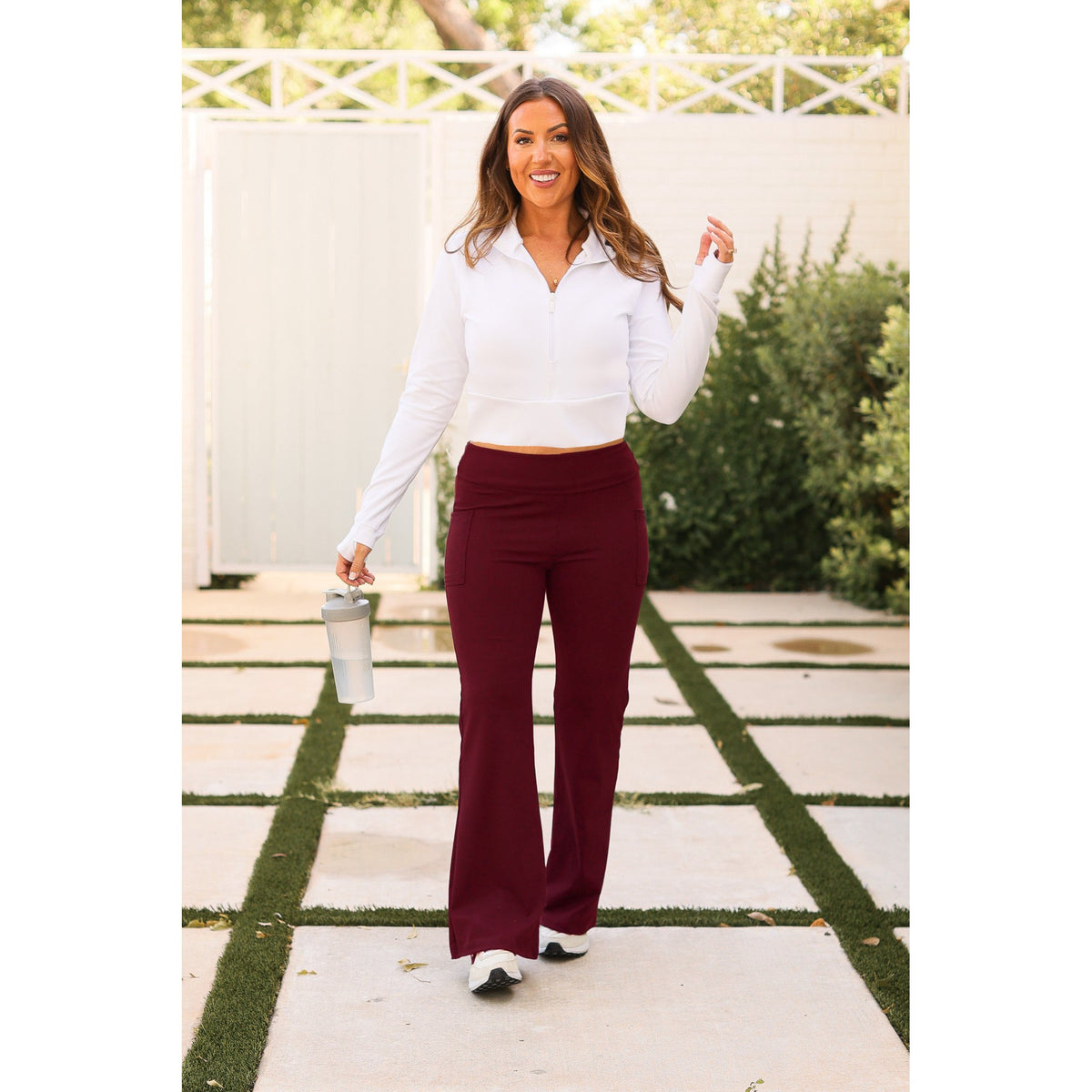 Ready to Ship  | The Maeve - 30"  MAROON Bootcut Leggings with Pockets