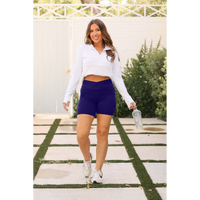 PreOrder | The Abby - NAVY Crossover Biker 5" Shorts  - Luxe Leggings by Julia Rose®