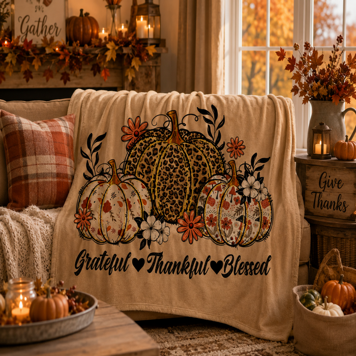 Ready to Ship | Grateful Thankful Blessed Blankets