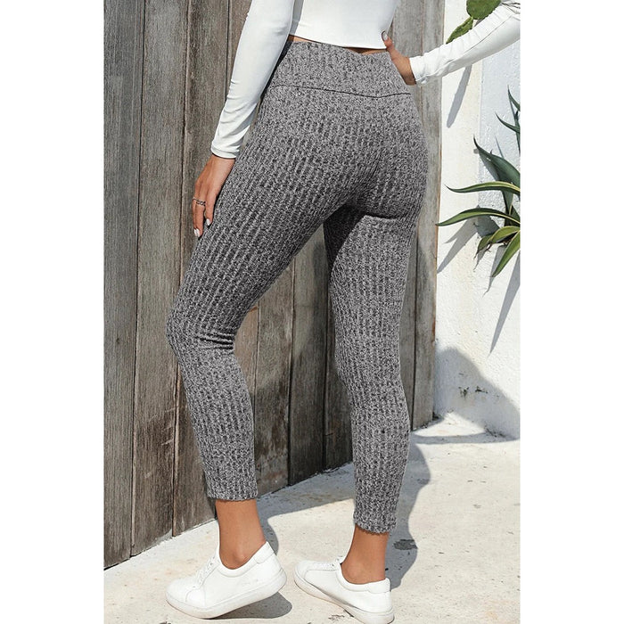 Sample | Knit Ribbed Elastic Yoga Leggings - Size Medium