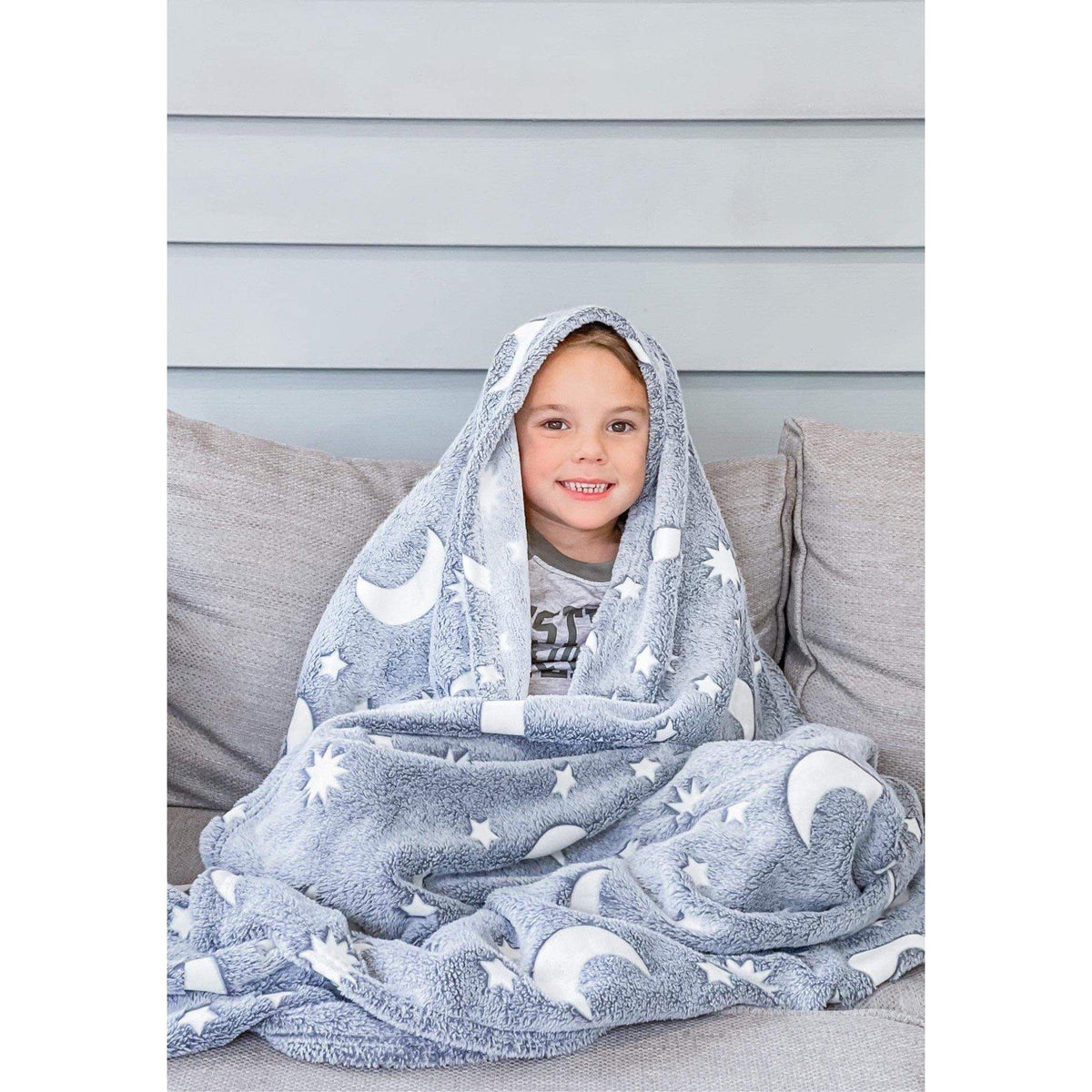 Ready to Ship | Gray Glow in the Dark Plush Flannel Blanket