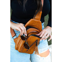 Boho vintage sling bag with adjustable crossbody strap