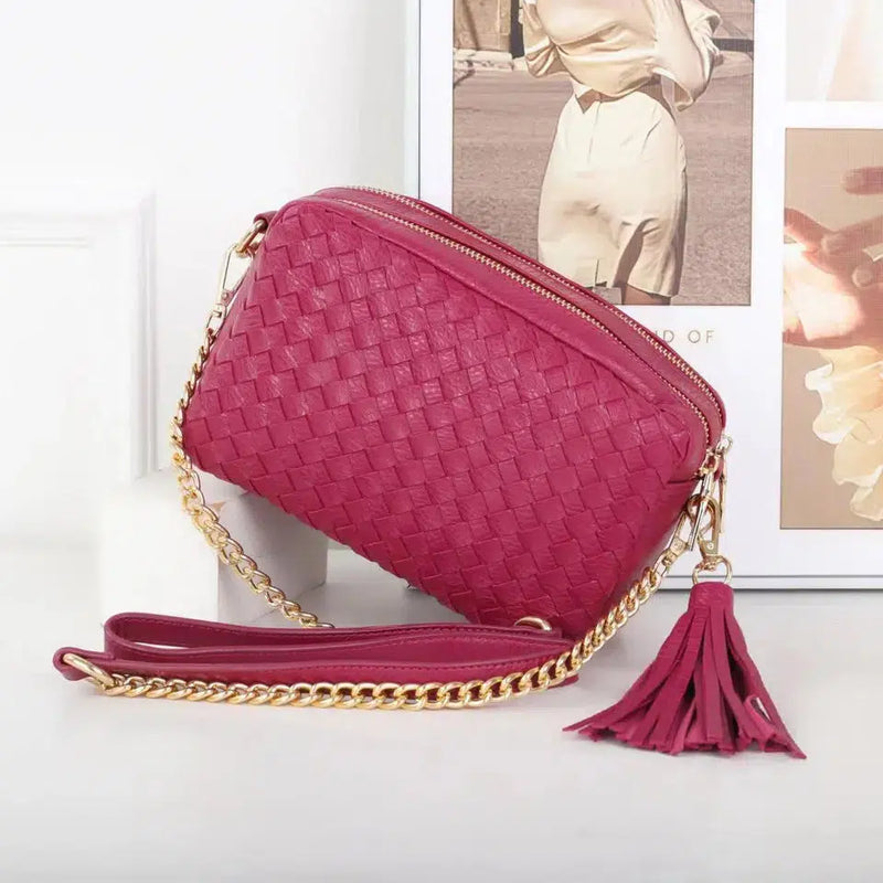 SAMPLE| Handmade Woven Double Zipper Handbag