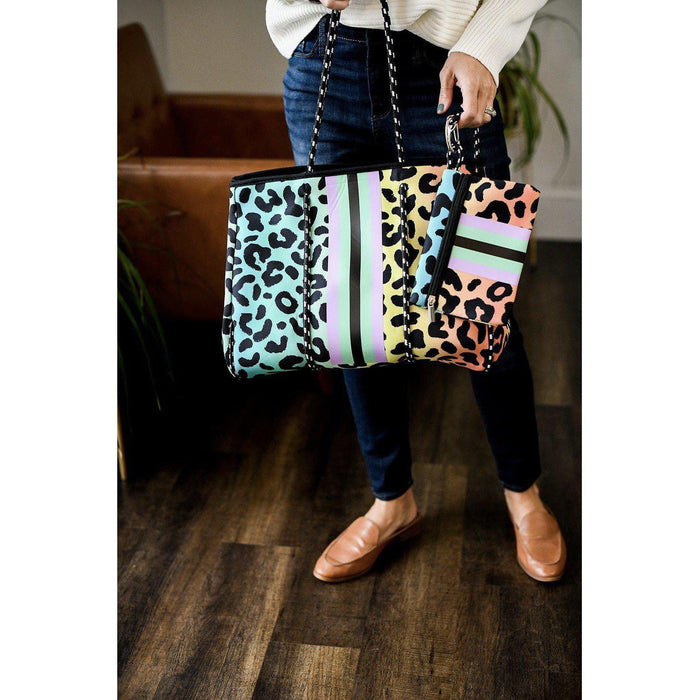 Ready to Ship | The Jenna, Rainbow Leopard- Gorgeous Neoprene Bag*