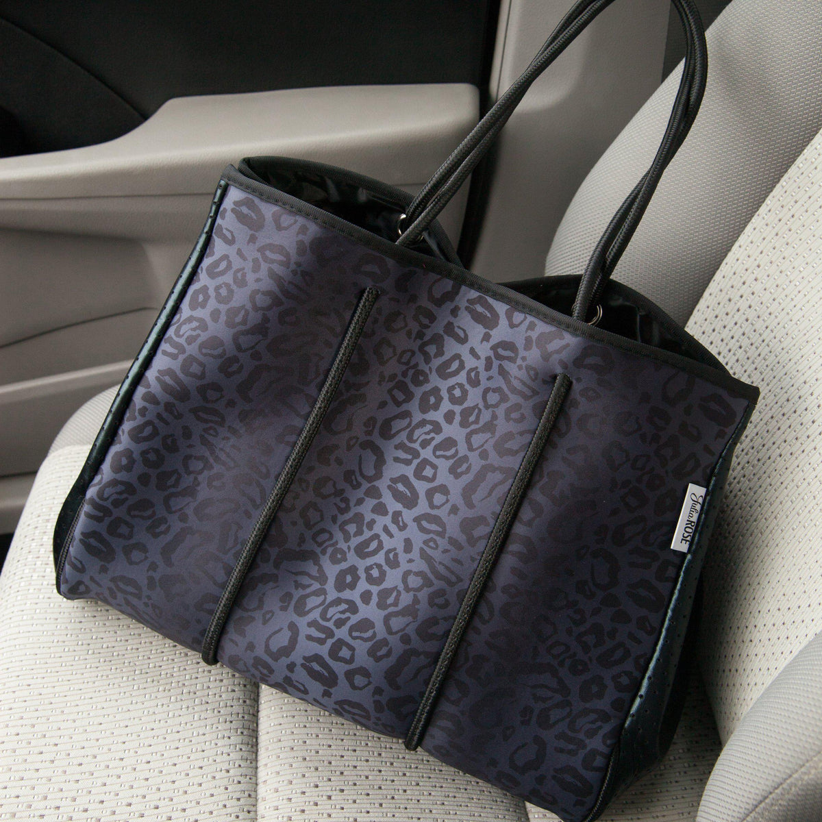 Ready To Ship | The Marissa - Black Leopard Neoprene Tote